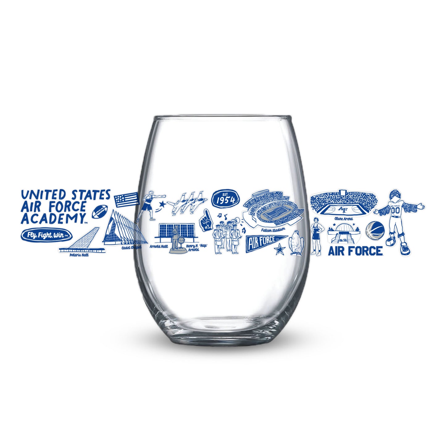 Air Force Academy Impressions Stemless Wine Glass 15oz
