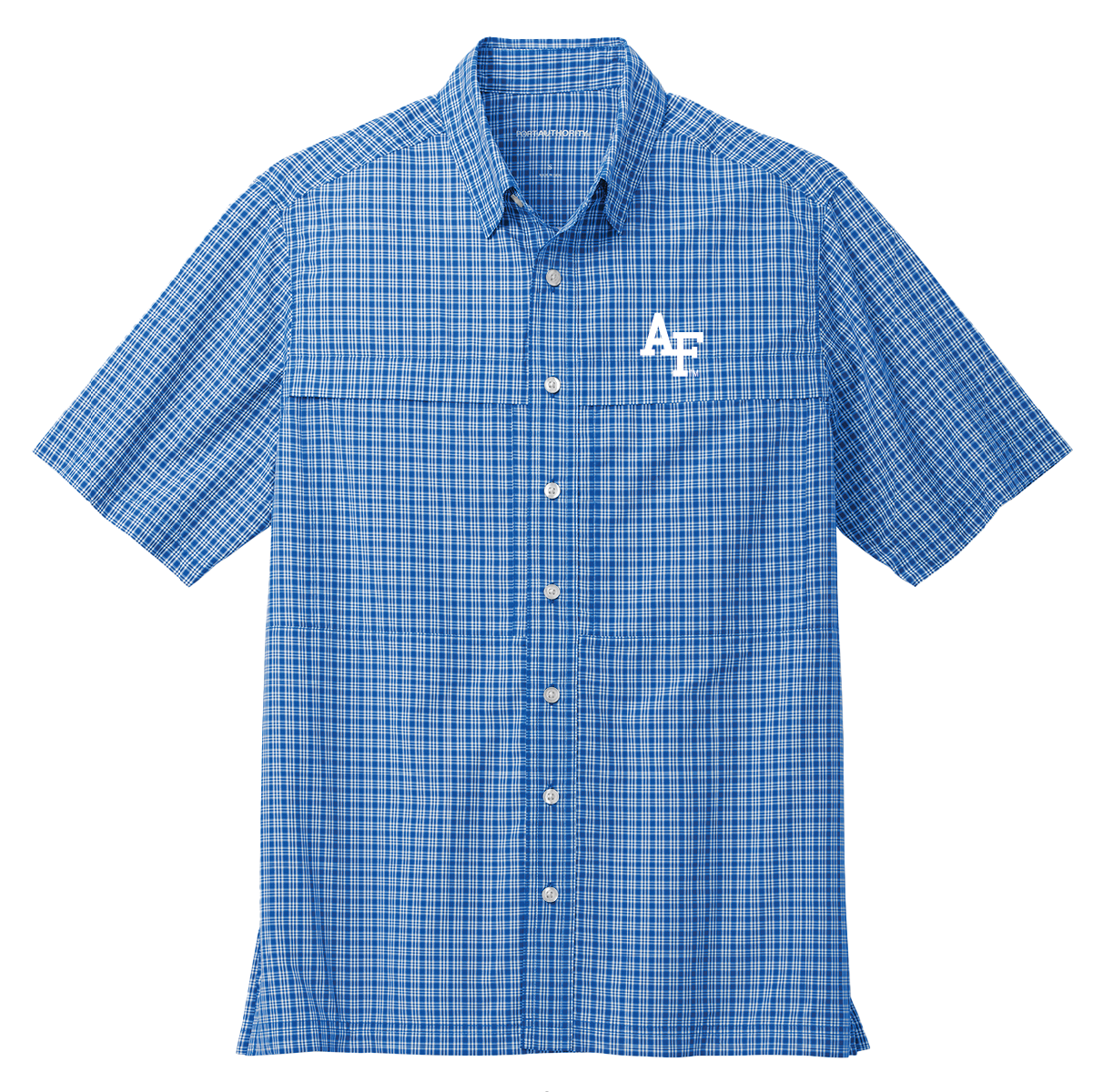 Men's Air Force Academy Blue Check Short-Sleeve Button-Up | USAFA Apparel Doolittle Outfitters Men's Air Force Academy Blue Check Short-Sleeve Button-Up | USAFA Apparel Doolittle Outfitters