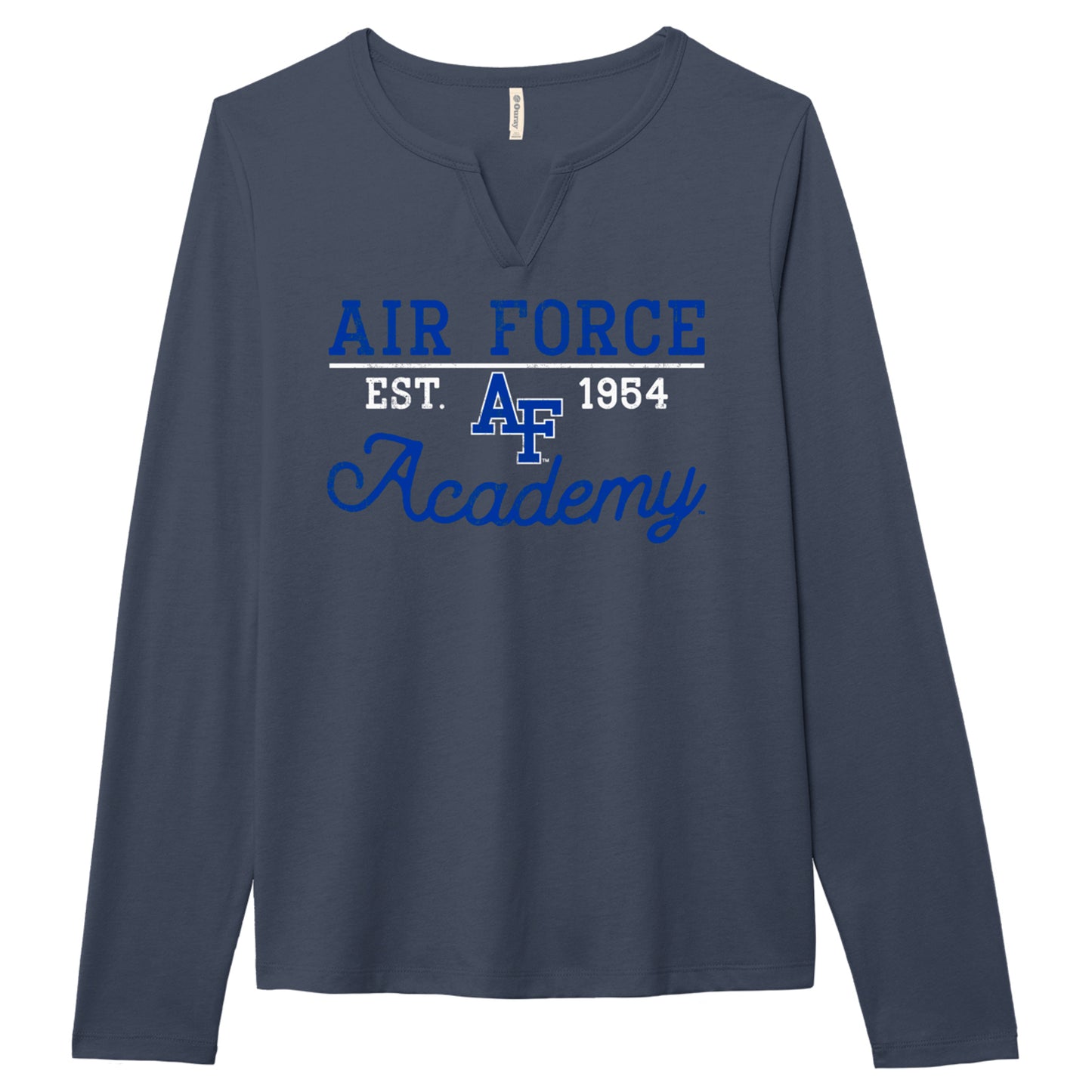 AF Essential Long Sleeve Notch Neck Tee Dark Blue