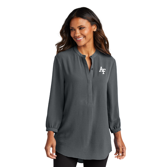 Ladies 3/4-Sleeve Crepe Tunic - Graphite Grey