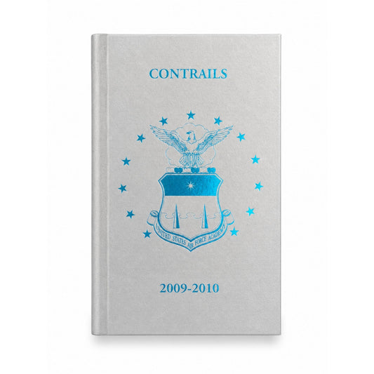 Contrails 2009–2010 book cover with silver Air Force Academy crest on silver background