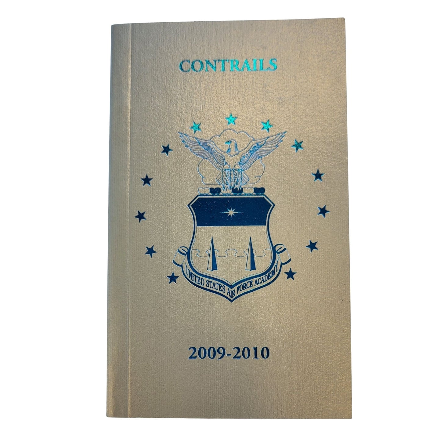 Contrails 2009–2010 book cover with silver Air Force Academy crest on silver background