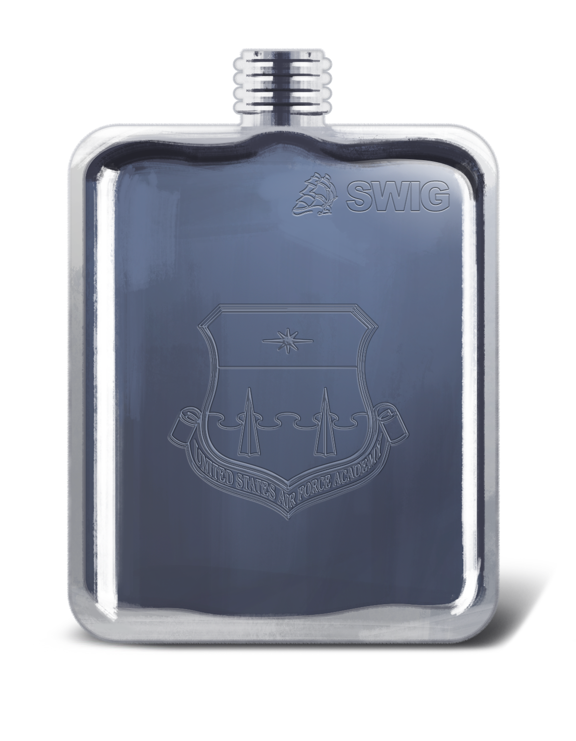 USAFA Engraved Flask and Wool Tartan Leather Tartan Pouch
