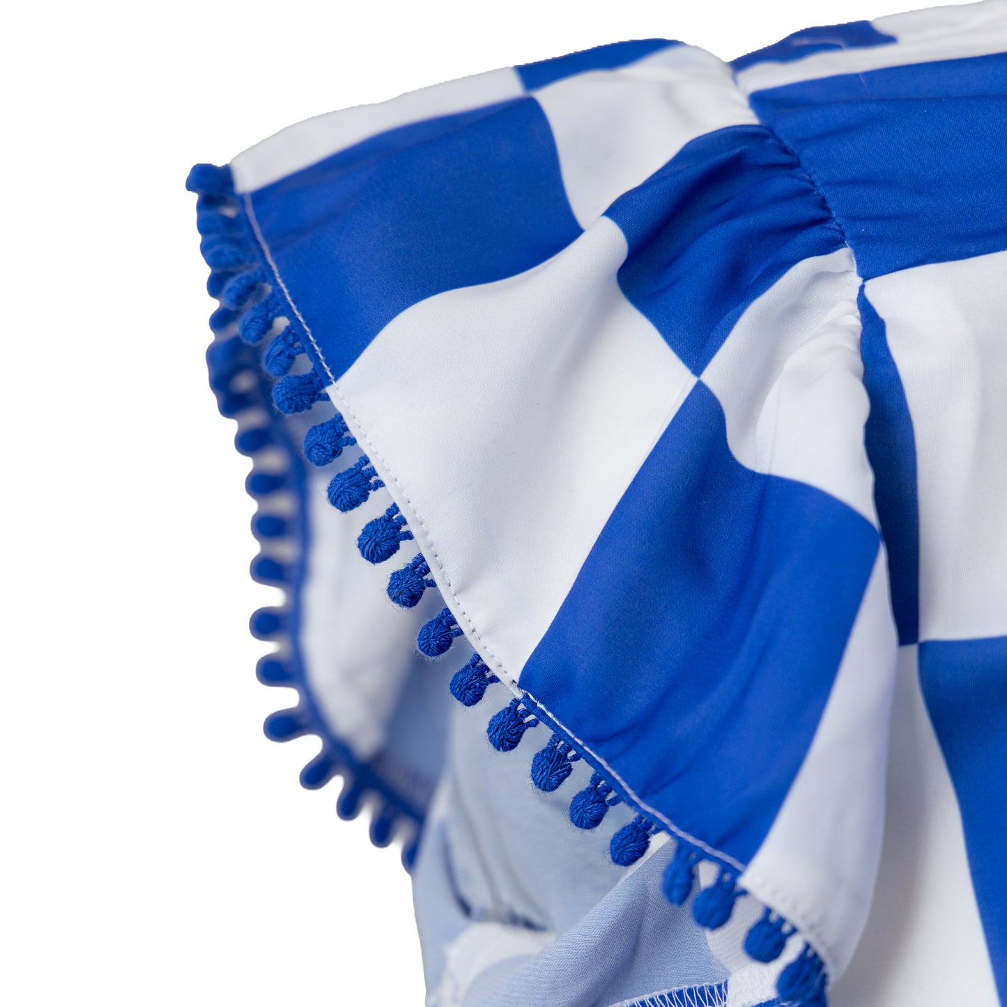 Blue & White Gameday Check Blouse