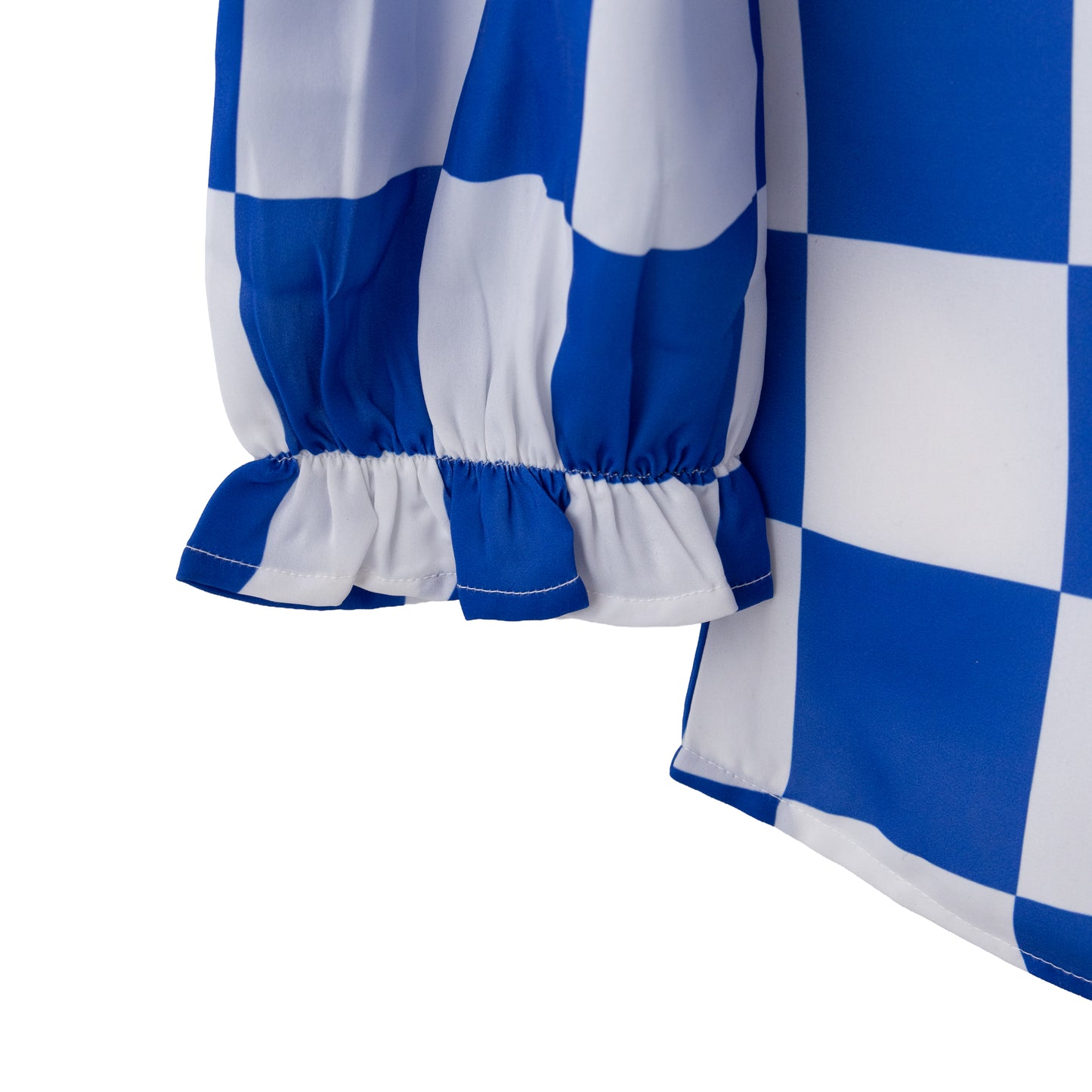 Blue & White Gameday Check Long Sleeve Blouse