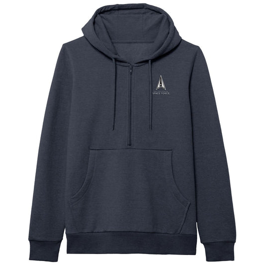 Ladies Space Force Navy Heather Half Zip Hoodie