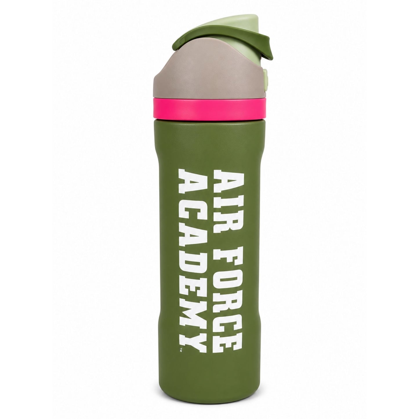 Purple Air Force Academy 24 oz stainless steel insulated water bottle with dual-purpose straw and spout lid