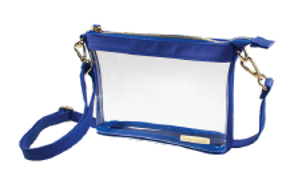 Small Crossbody/Clutch Clear Bag with Academy Royal Blue Trim