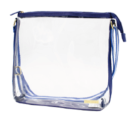 Simple Tote Clear Crossbody Bag with Academy Royal Blue Trim