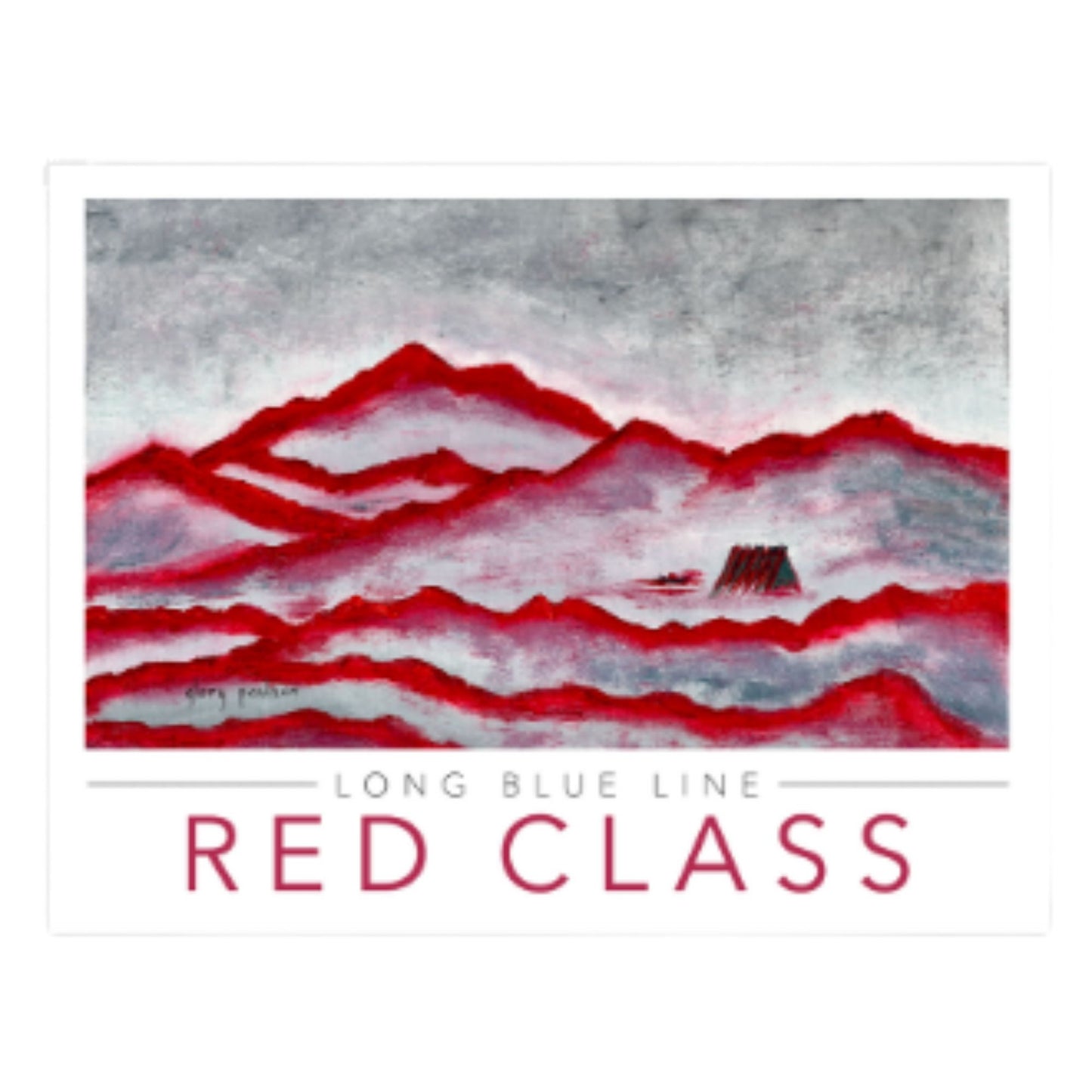 Air Force Long Blue Line Red Class folding card with red mountain landscape and Cadet Chapel artwork
