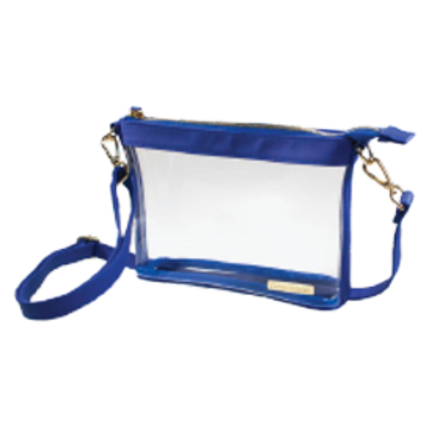 Small Crossbody/Clutch Clear Bag with Academy Royal Blue Trim