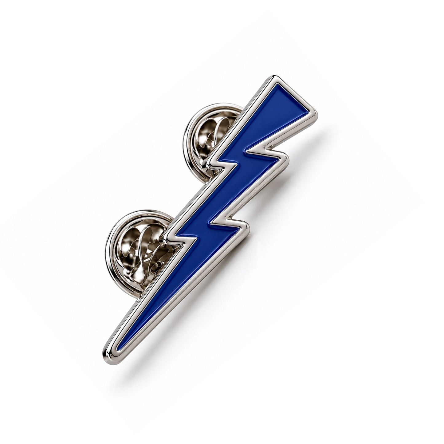 Official USAFA Bolt Lapel Pin with blue enamel lightning bolt design and polished silver-tone finish