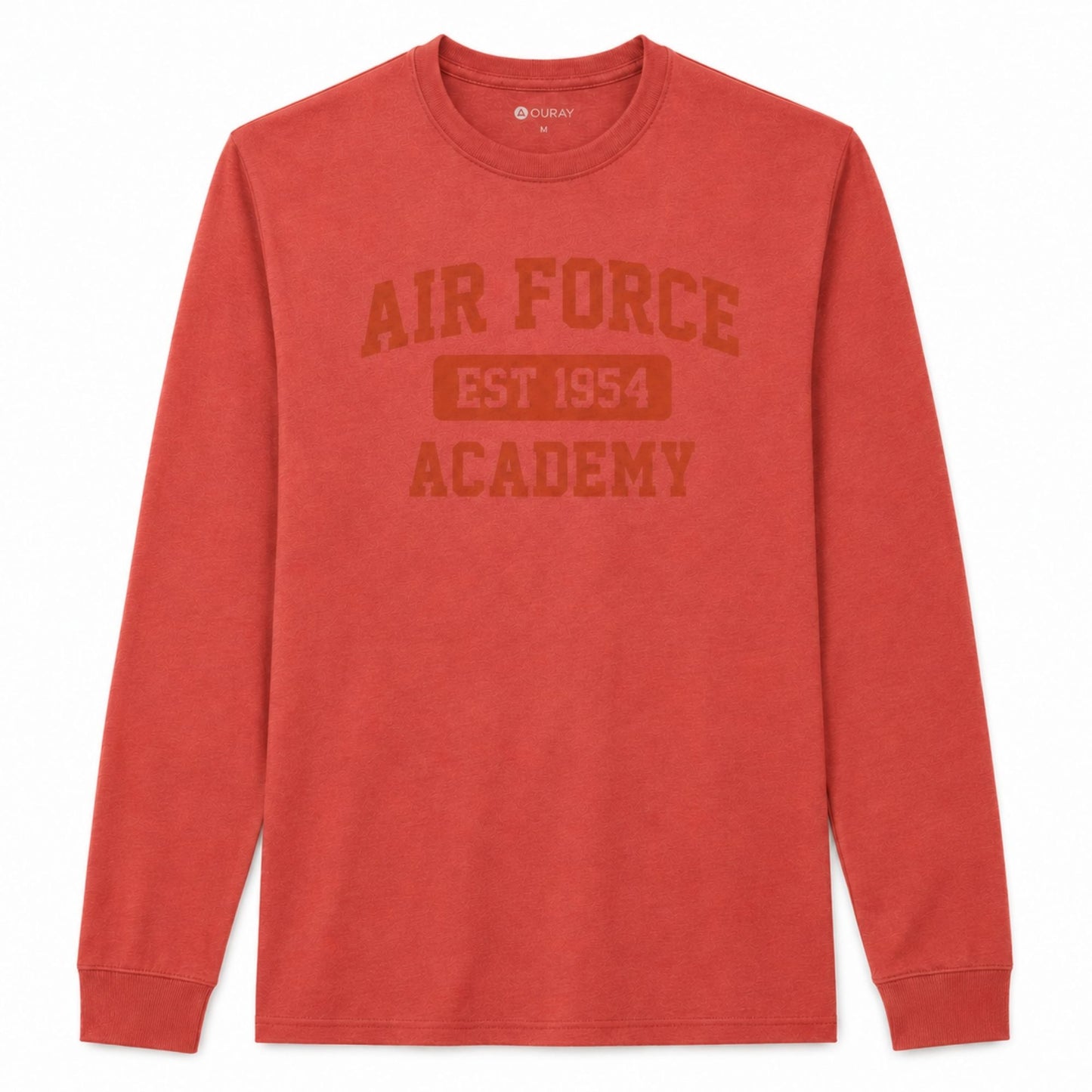 Air Force Academy red class color long sleeve t-shirt with vintage graphic design