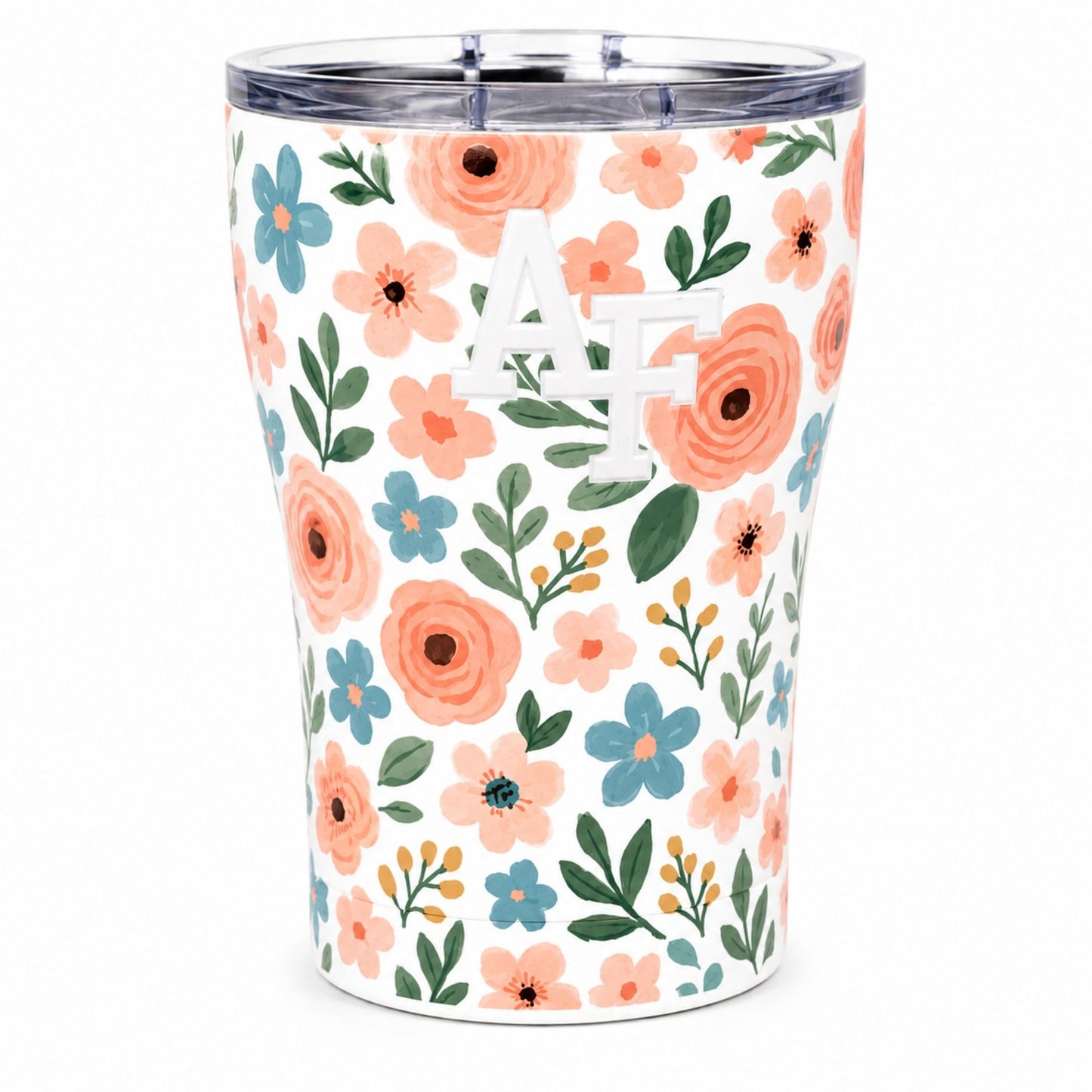 Air Force Academy 12oz floral terrazzo tumbler with AF logo and insulated design