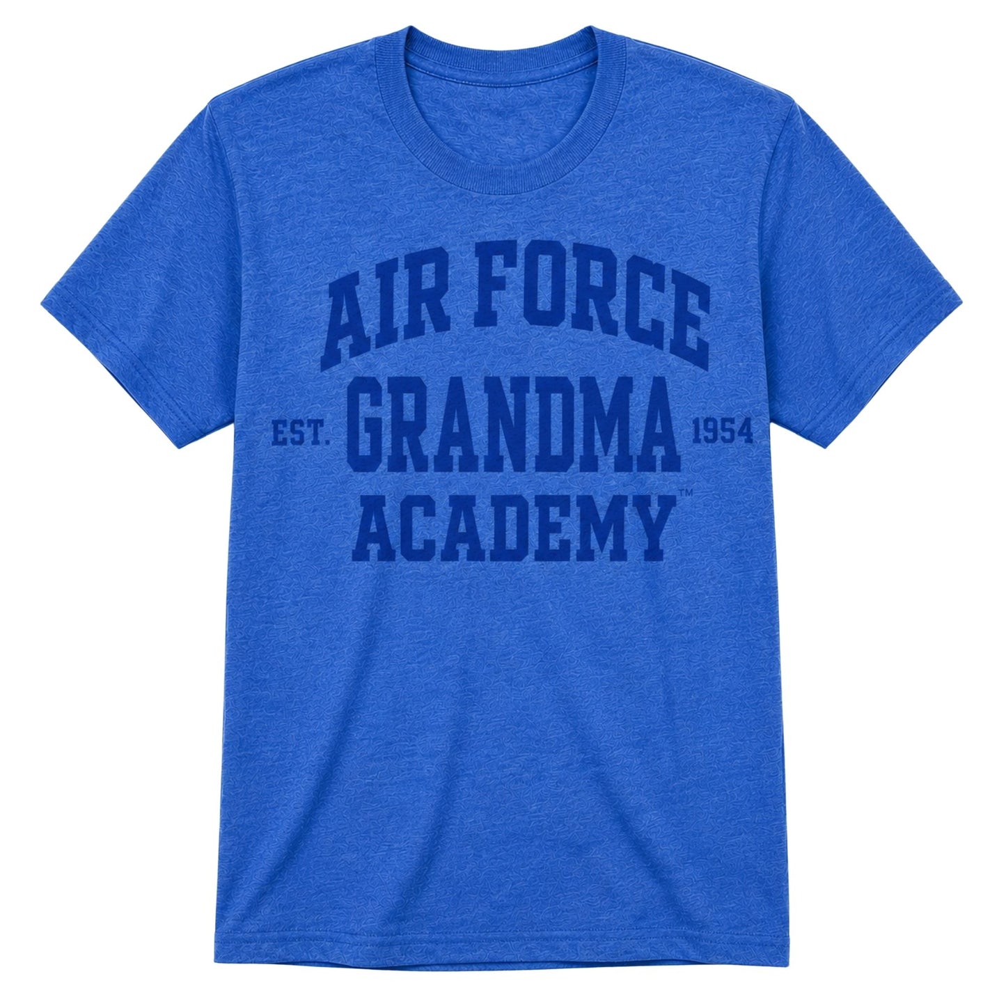 Blue Air Force Academy Grandma tee with dark tone-on-tone collegiate lettering.