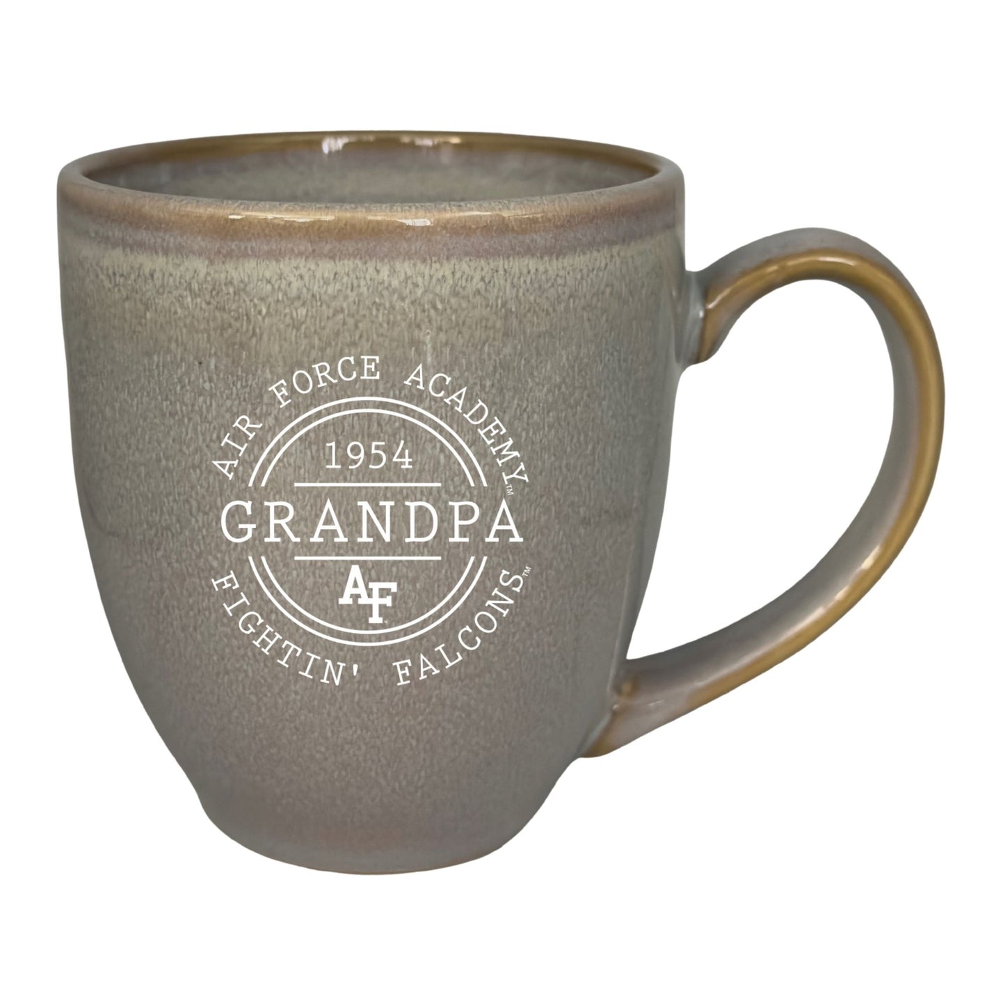 Air Force Academy Grandpa Heritage Mug in stone with vintage 1954 Fightin’ Falcons emblem