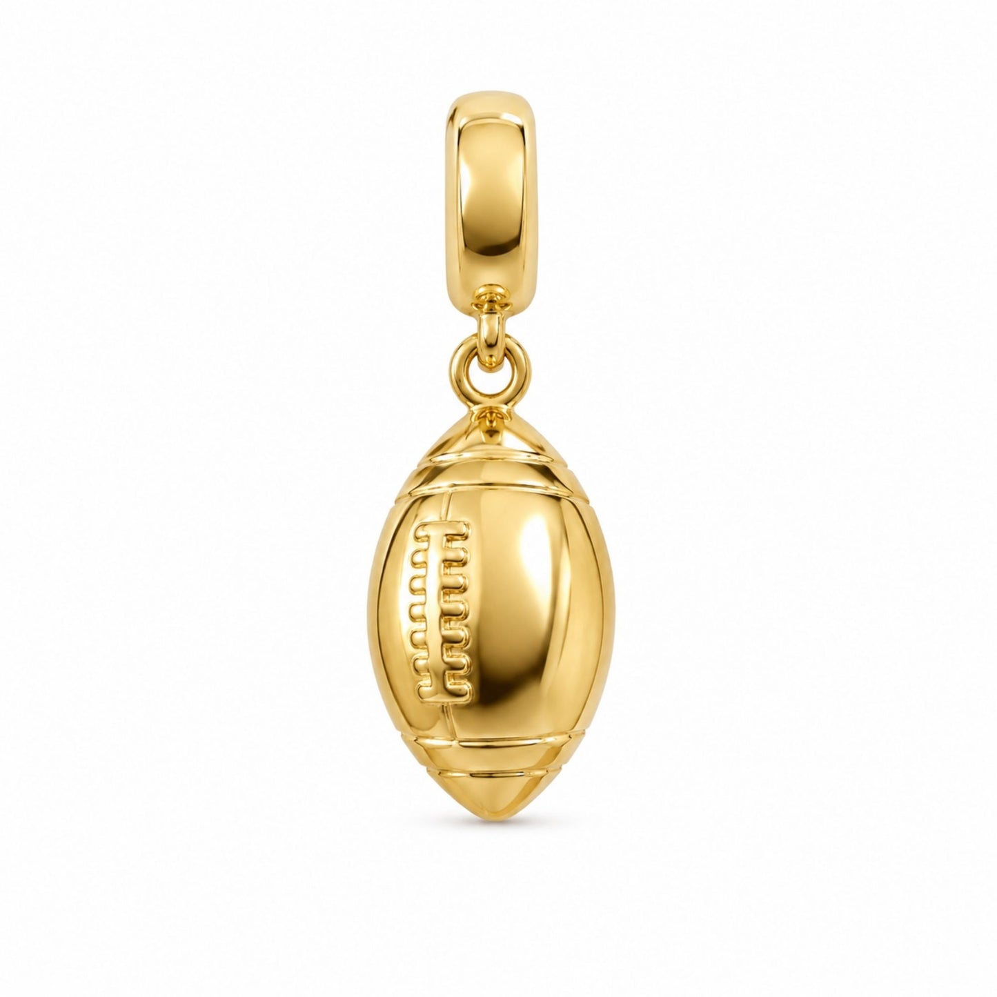 18k gold-plated football charm with detailed laces and chain clasp