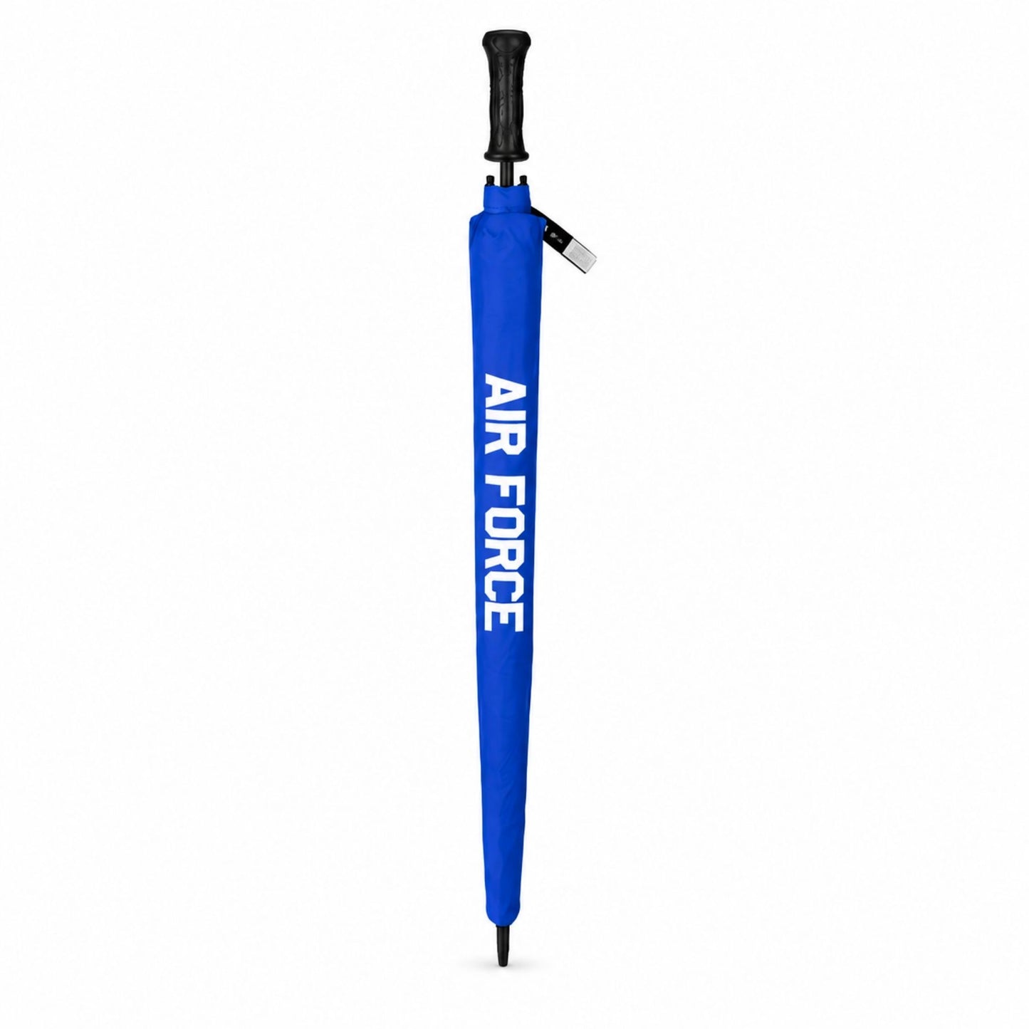 Blue and white Air Force Golf Umbrella with 62-inch double canopy, AF logos, ergonomic black handle, and matching branded sheath.