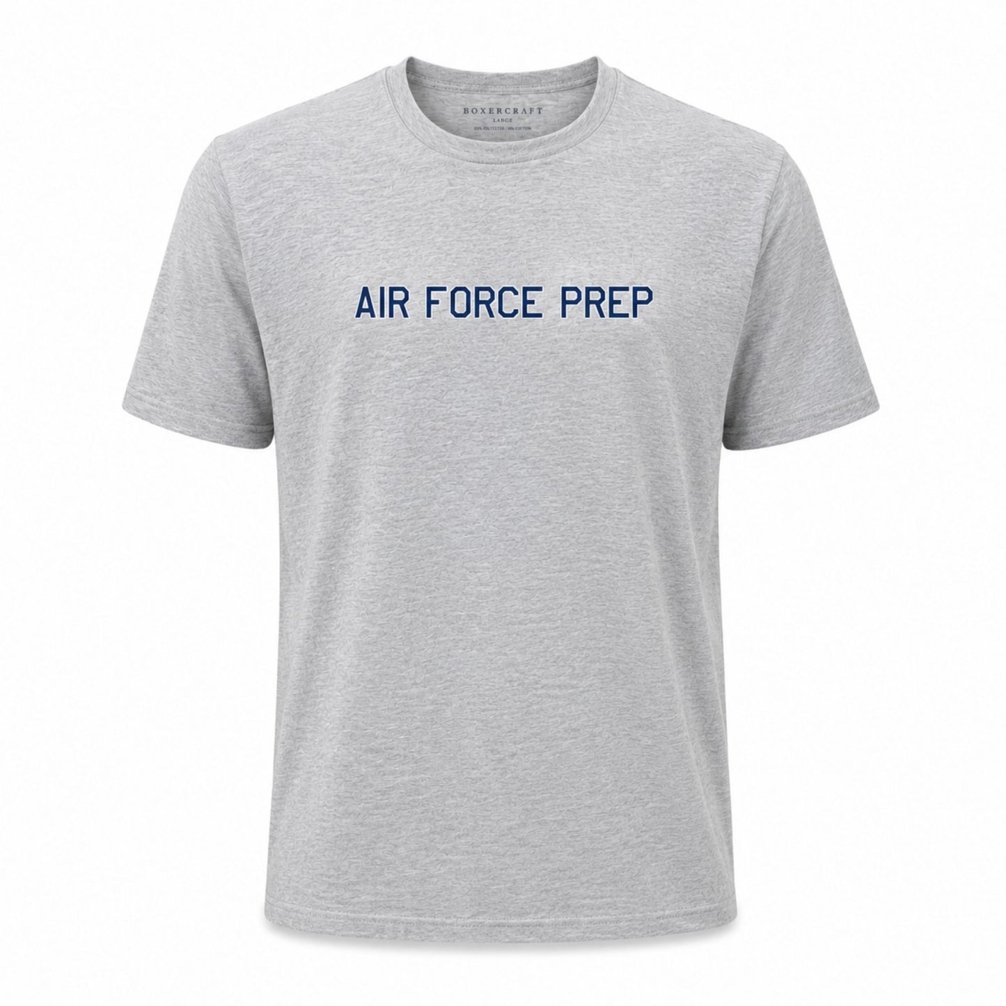 Air Force Prep t-shirt in gray with navy graphic on front and classic crewneck design