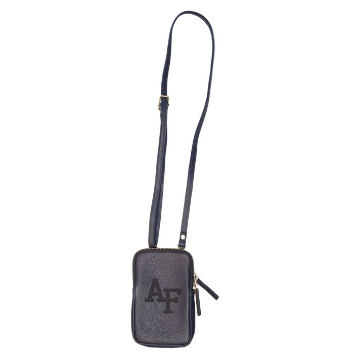 Dark Blue Leather Crossbody Cell Phone Purse