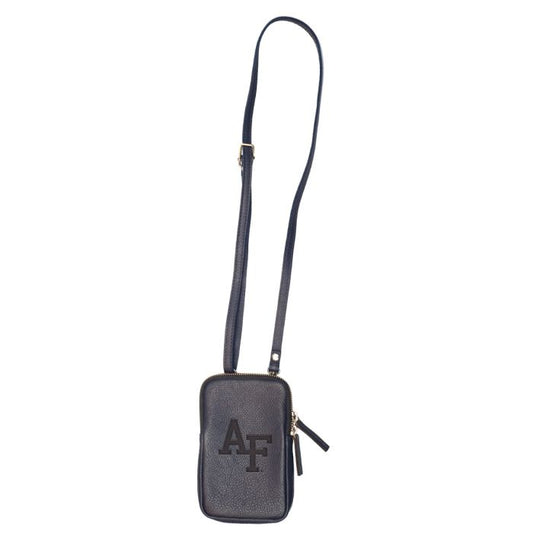 Dark Blue Leather Crossbody Cell Phone Purse