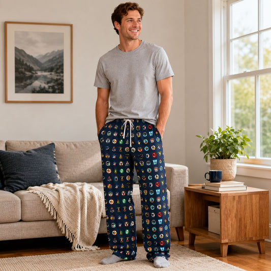 Forty Squadron One Family pajama pants featuring an all-over squadron insignia print, adjustable drawstring waistband, and relaxed lounge fit.