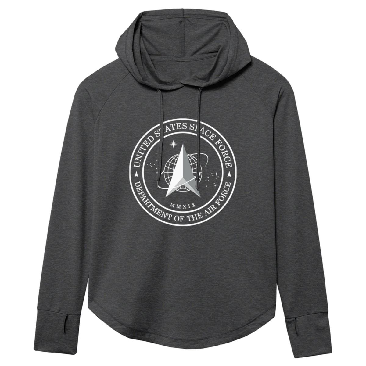Ladies Space Force Charcoal Heather Swerve Hoodie