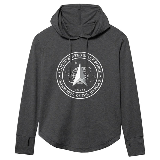 Ladies Space Force Charcoal Heather Swerve Hoodie