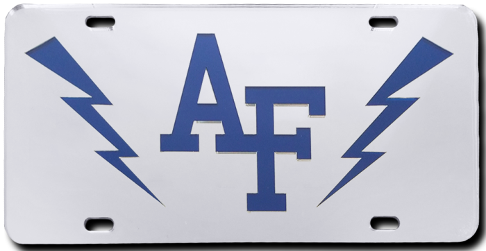 Interlocking AF and Lightning Bolts License Plate