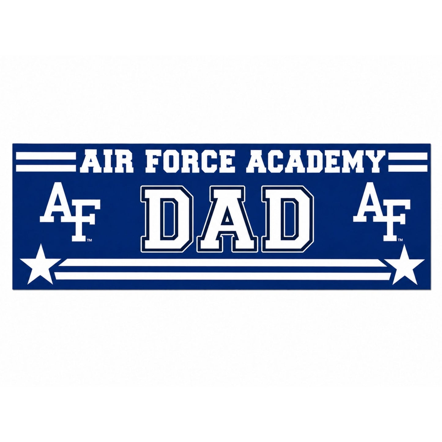 Long Blue Line Dad Sticker featuring Air Force Academy AF logos, bold blue-and-white graphics, and collegiate styling.