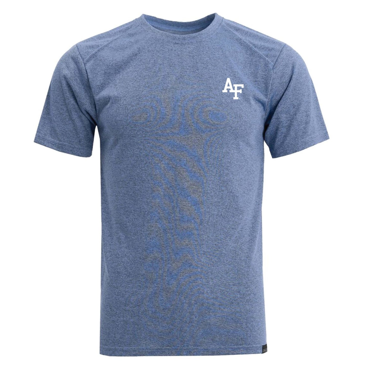 Men’s Air Force Academy Performance Tee in blue heather with AF logo on chest