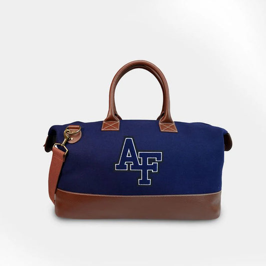 Blue Canvas and Leather Duffle Bag