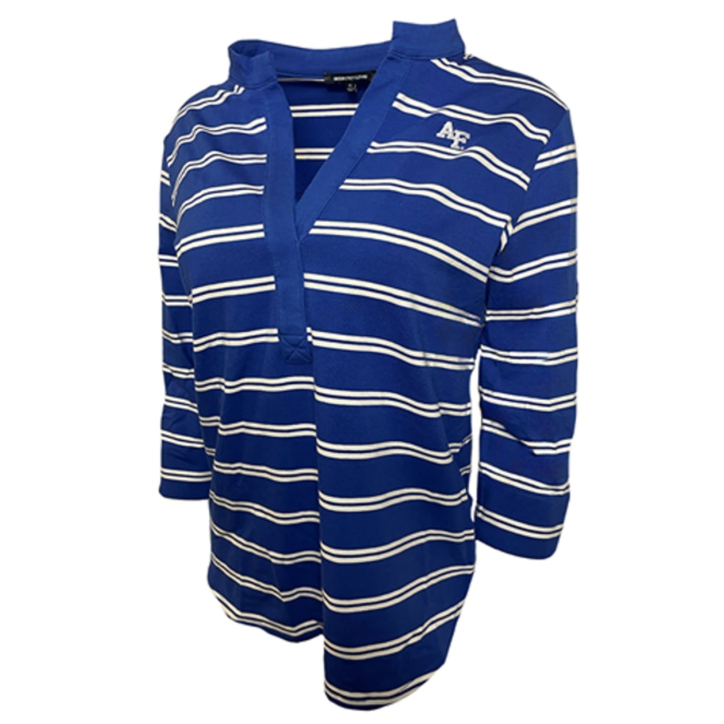 Ladies Horizontal Striped Henley Shirt