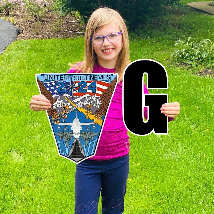 Large 2024 GRAD with 2024 Class Crest lawn Sign by Color Shock