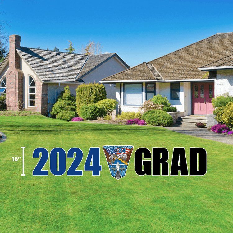 Large 2024 GRAD with 2024 Class Crest lawn Sign by Color Shock