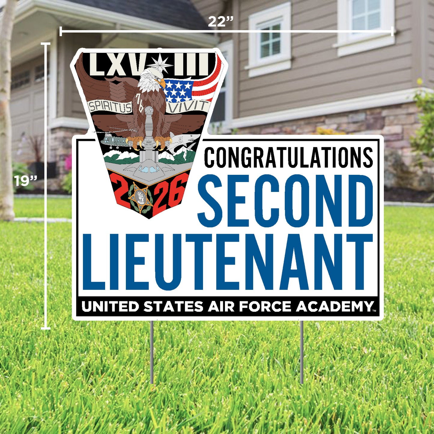 USAFA "2026 Crest Congratulations Second Lieutenant" Lawn Sign