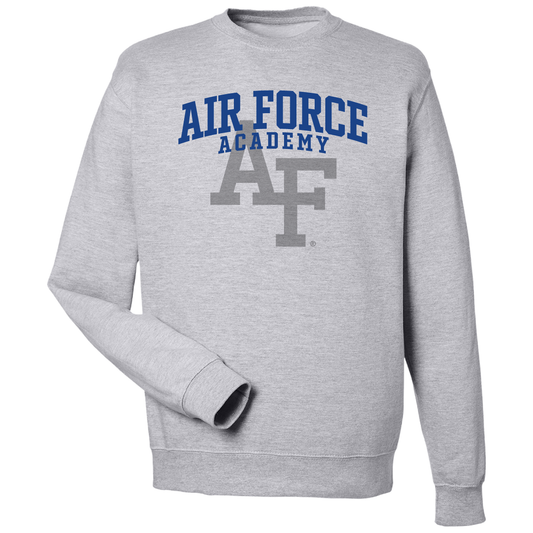 Air Force Embroidery College Crew Sweatshirt- Heather Grey