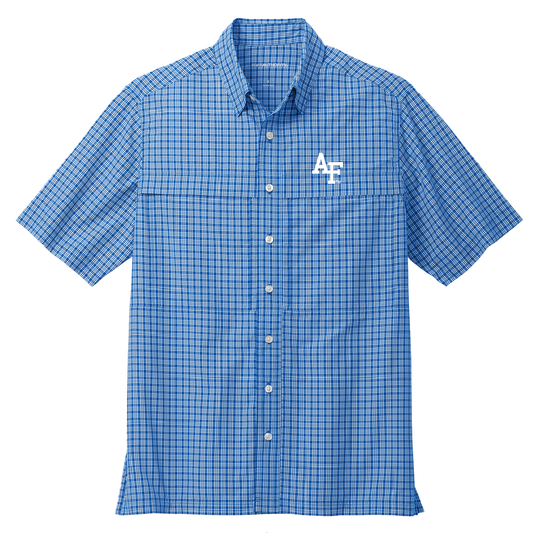 Men's Royal Blue Plaid Short Sleeve Button Shirt by Port Authority