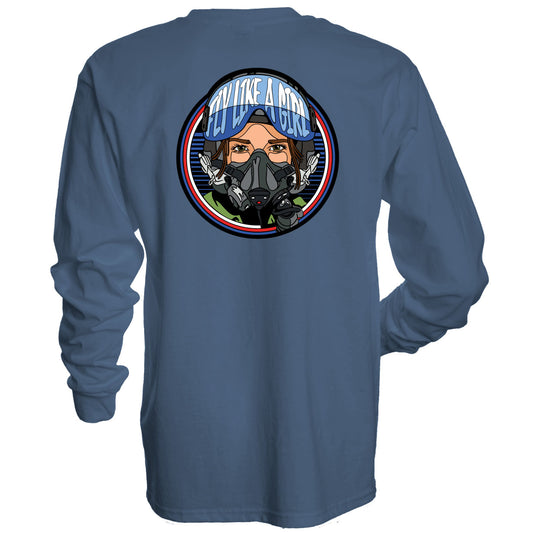 Fly Like A Girl Long Sleeve Guru Tee Blue Sky