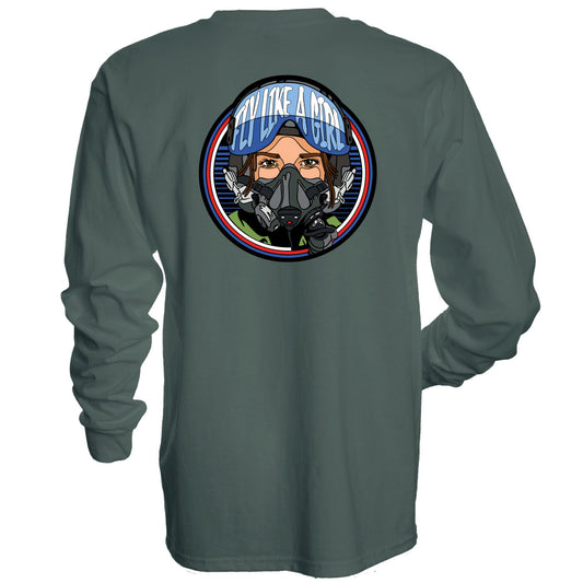Fly Like A Girl Long Sleeve Guru Tee Spruce