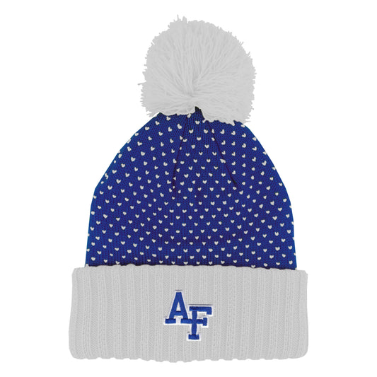 Phoebe Dot Pattern Knit Hat with Pompom