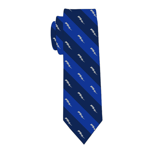 Repeating Lightning Bolt Pattern Skinny Tie - Royal Blue and Black