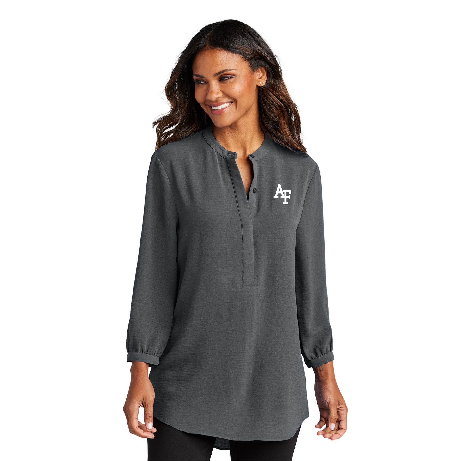 Ladies 3/4-Sleeve Crepe Tunic - Graphite Grey – Doolittle