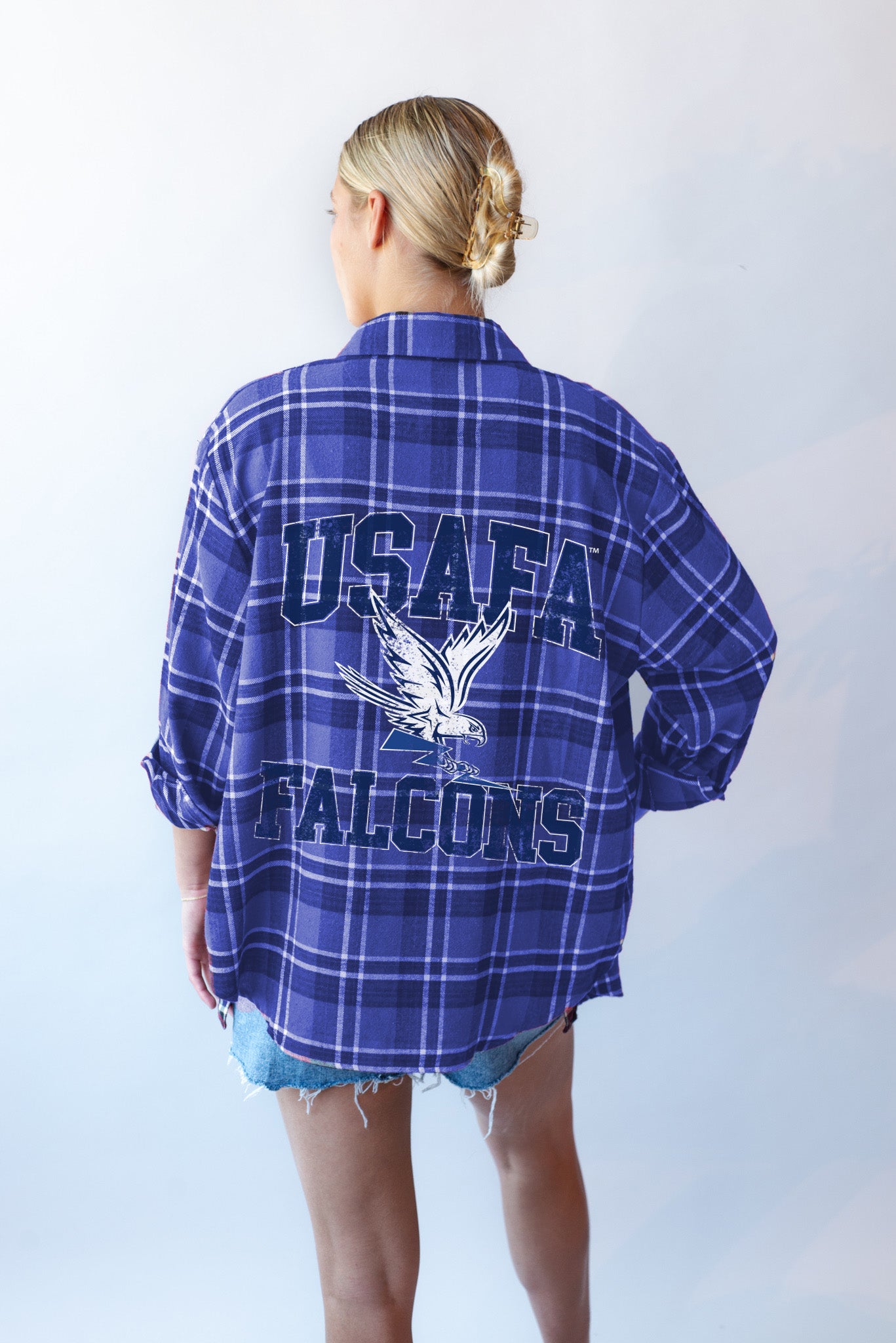 Ladies Varsity Oversized Plaid Shirt