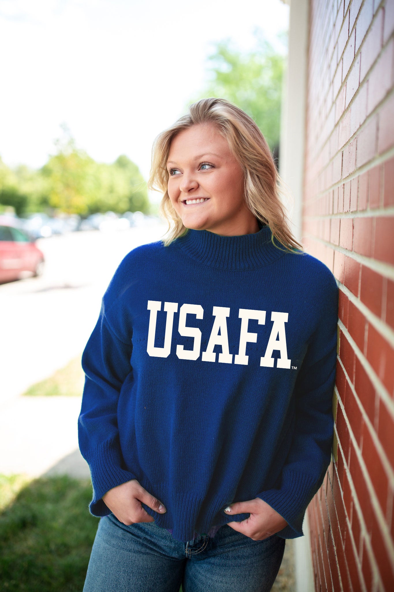 Ladies Royal Blue USAFA Varsity Turtleneck Sweater