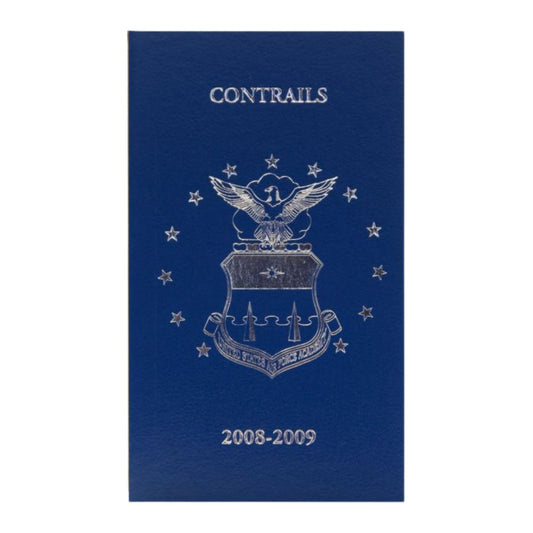 Contrails 2008–2009 book cover with silver Air Force Academy crest on blue background