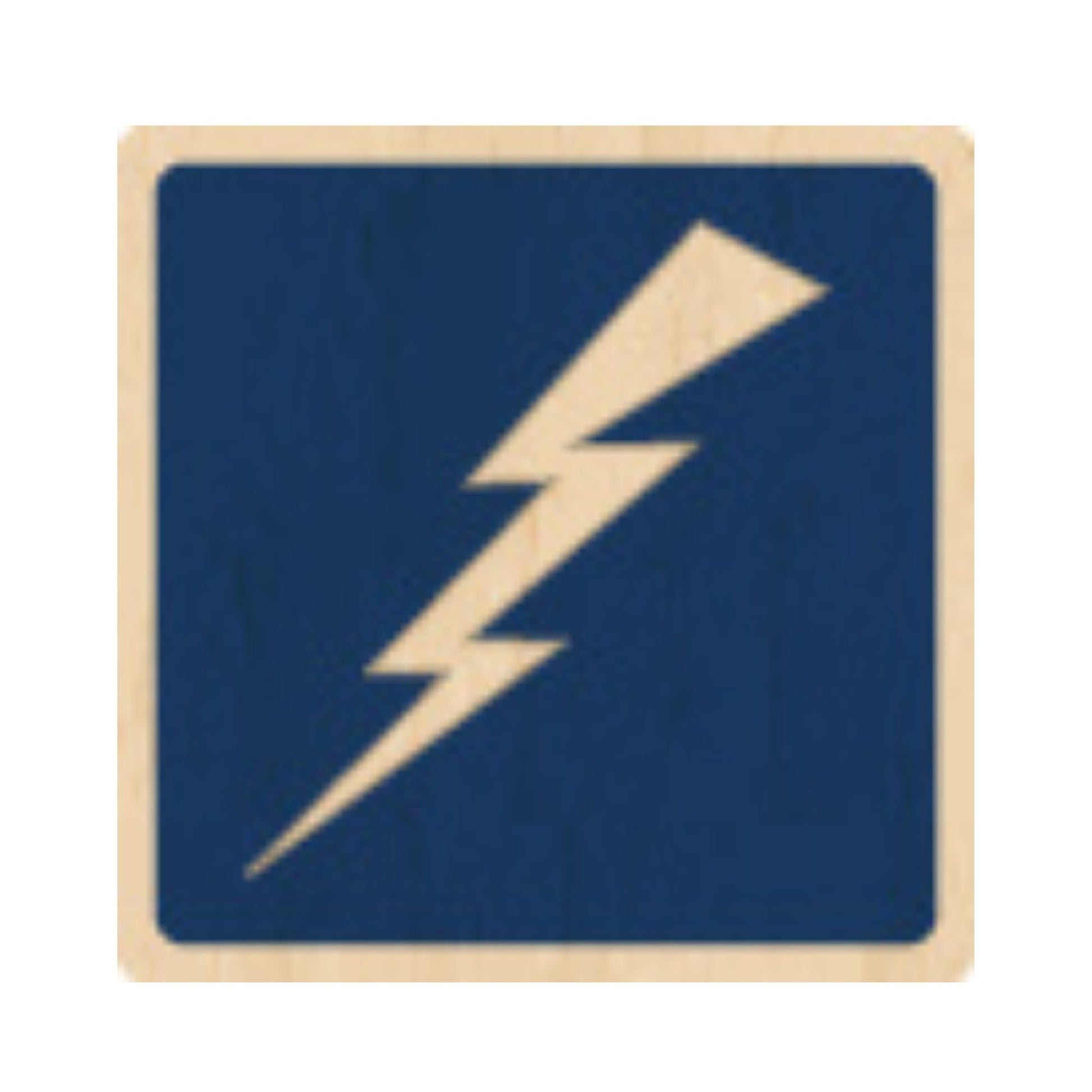 Air Force lightning bolt mini wooden sticker with blue background