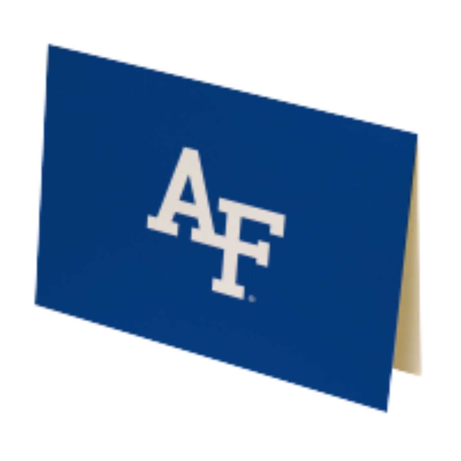Set of 10 blue Air Force note cards with white AF logo