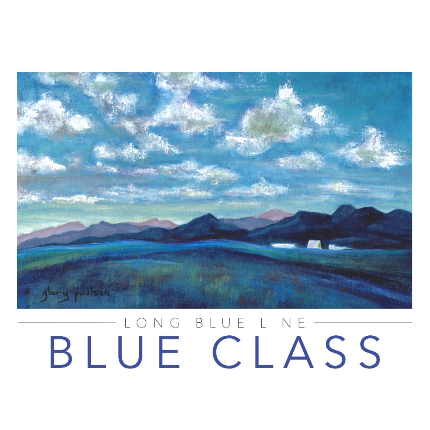 Air Force Long Blue Line Blue Class linen card with mountain landscape and Cadet Chapel artwork
