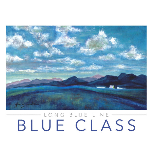 Air Force Long Blue Line Blue Class linen card with mountain landscape and Cadet Chapel artwork